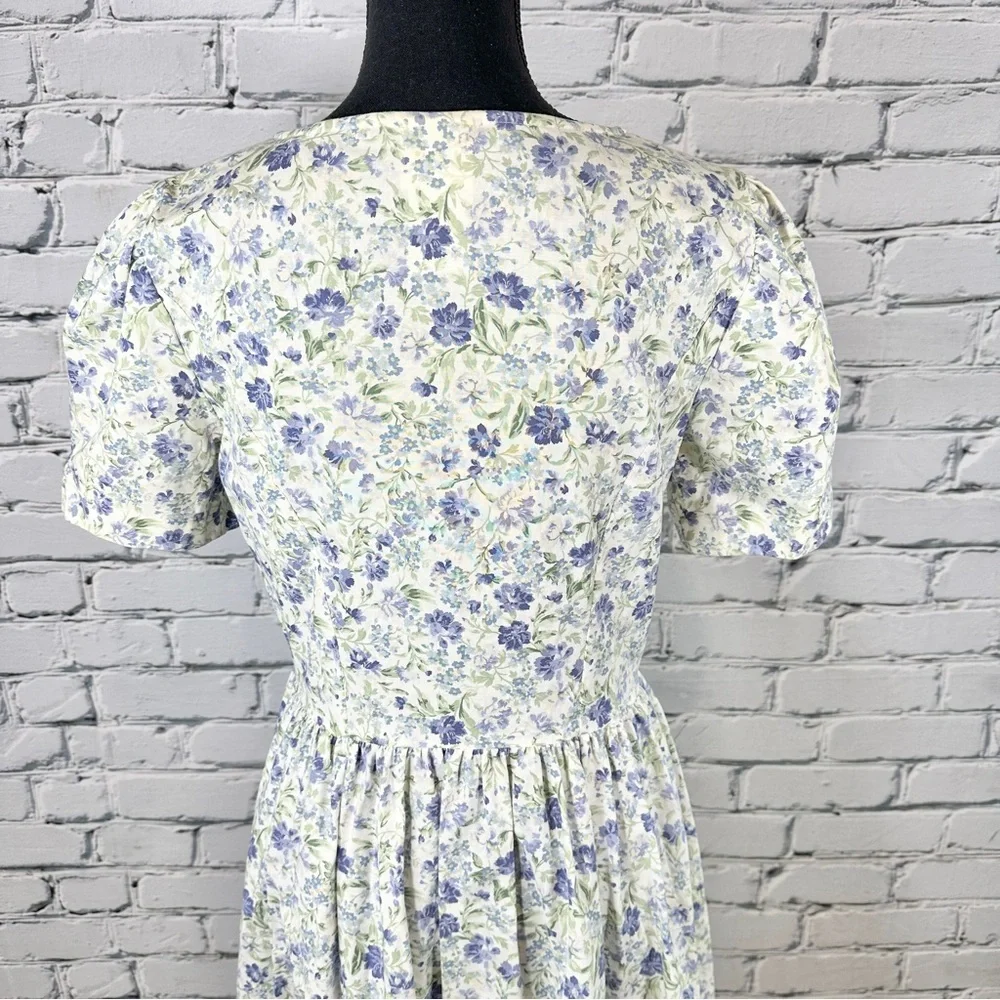 Vintage Laura Ashley Dress Floral Sz 10 Cotton Puff Sleeve Tea Party Cottagecore - Picture 7 of 15